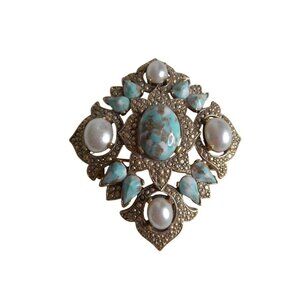 Vintage Estate Costume Sarah Coventry Remembrance Gold Brooch Pin Jewelry